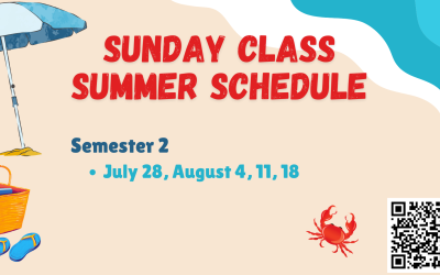 Sunday Class Summer Schedule