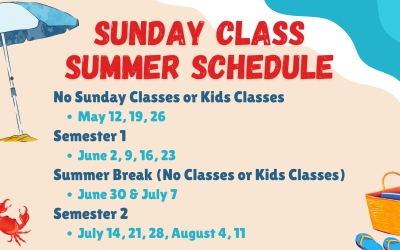 Sunday Class Summer Schedule
